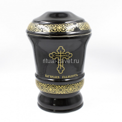 Урна для праха фарфор "Молитва" черная