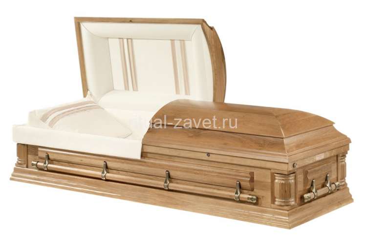 гроб White Walnut Victoriaville из белого ореха с двухкрышечной конструкцией