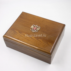 Шкатулка средняя лак с Гербом светлая